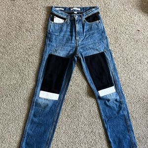 Calvin Klein Jeans! blue, with black and white patches.